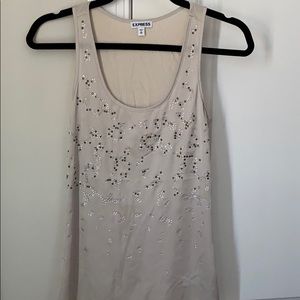 Tan rhinestoned tank top